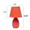 Creekwood Home Traditional Petite Ceramic Oblong Bedside Table Lamp, Matching Tapered Drum Fabric Shade, Orange CWT-2005-OG